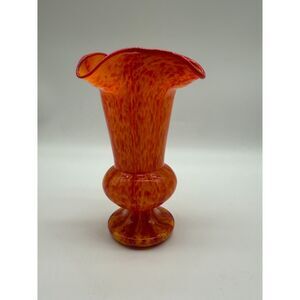 vintage Fenton Thumbprint orange glass vase